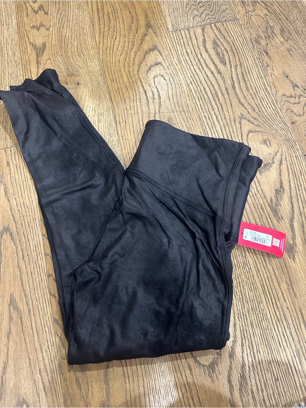Spanx Petite Full Length Faux Leather Fleece Lined Black